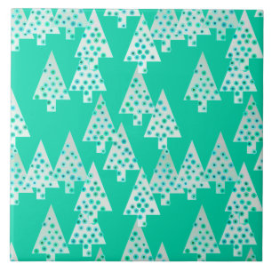 Carreau Sapins de Noël à fleurs modernes - vert mousse de 