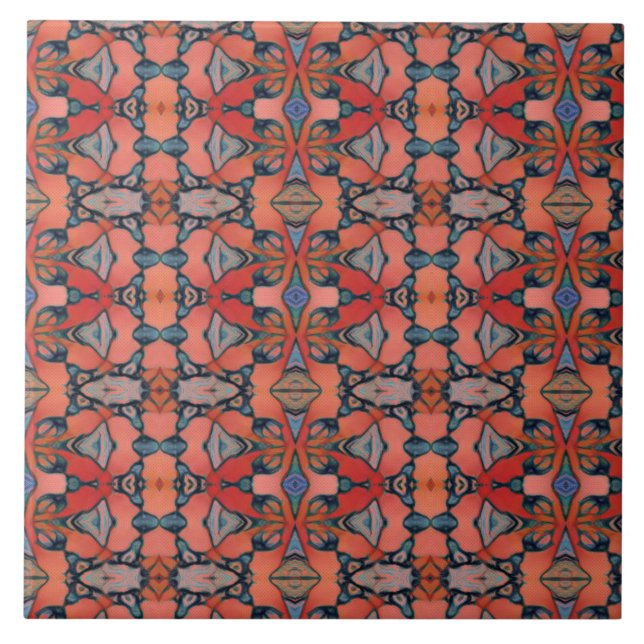 Carreau Saumon orange rouge rose géométrique  (Devant)