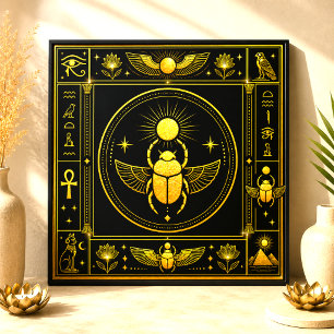 Carreau Scarabée Or Noir Décor Art Symbole Égyptien