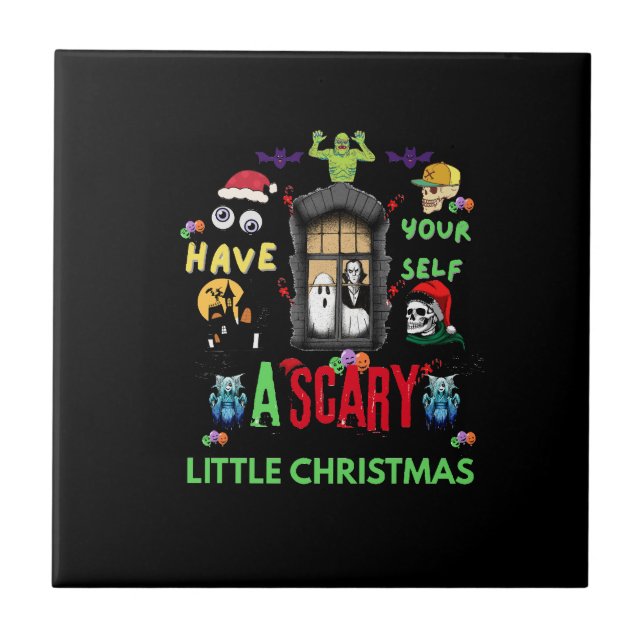 Carreau Scary Little Christmas Horror Holiday Design  T-Sh (Devant)