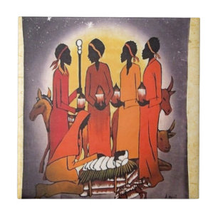 Carreau Scène africaine de nativité de Noël