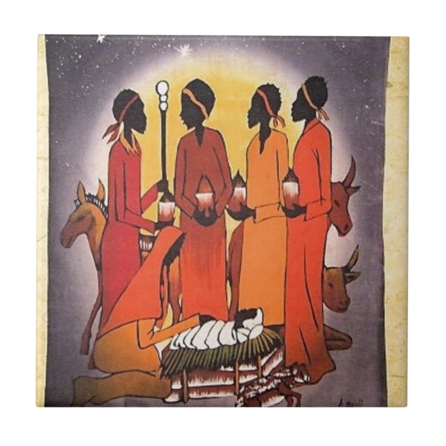 Carreau Scène africaine de nativité de Noël (Devant)