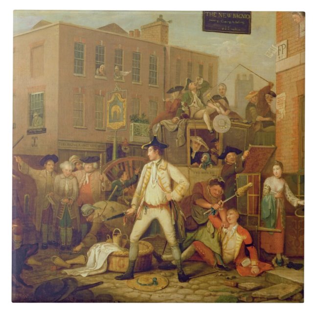 Carreau Scène dans une rue de Londres, 1770 (huile sur la (Devant)
