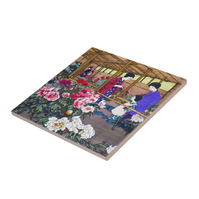 Carreau Scène de gens du jardin de fleurs orientales Cool  (Côté)