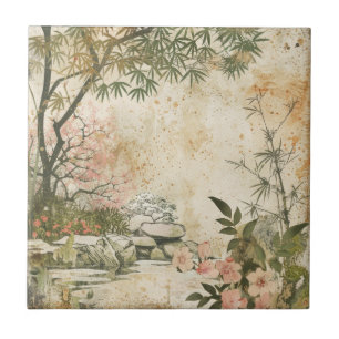 Carreau Scène de jardin de fleurs de cerisier (8)