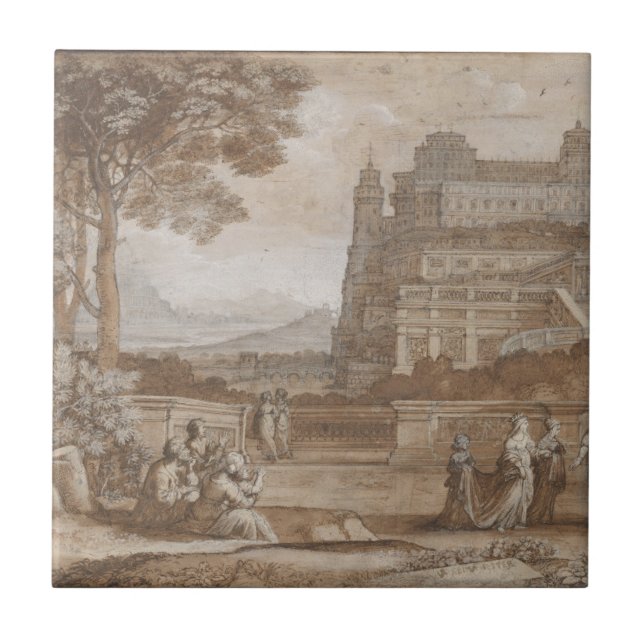 Carreau Scène de la rivière Repro Carrelage noir et blanc (Devant)