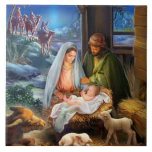 Carreau Scène de nativité