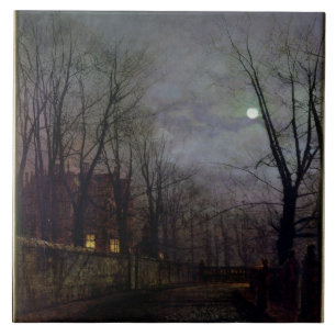 Carreau Scène éclairée par la lune de rue, 1882 (huile 