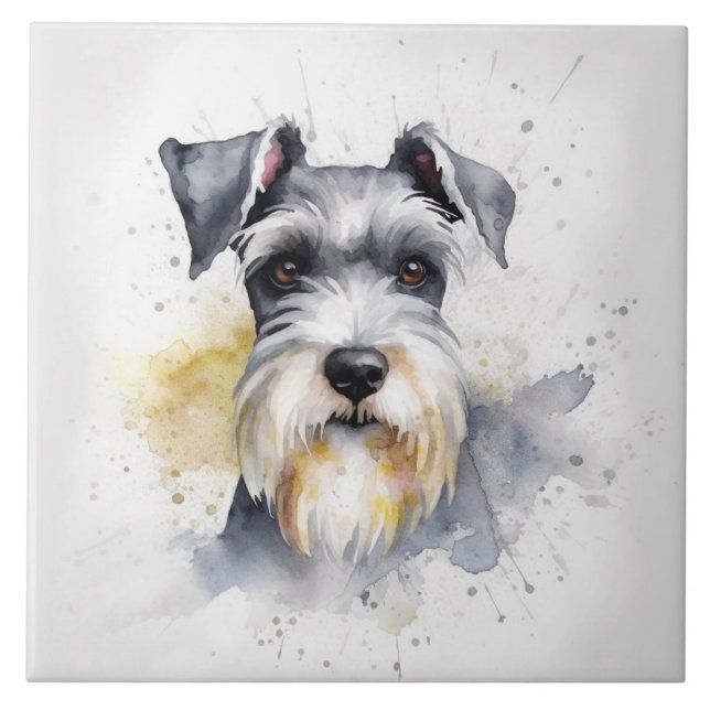 Carreau Schnauzer Chien, animal Aquarelle (Devant)