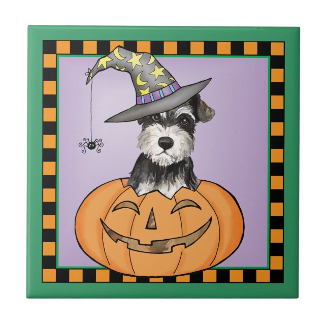 Carreau Schnauzer miniature de Halloween (Devant)