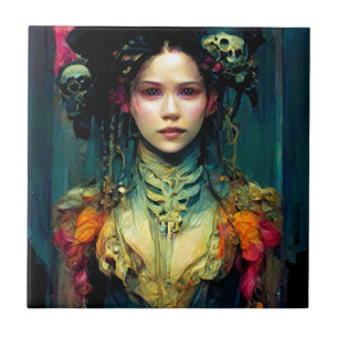 Carreau Sci-Fi Imaginaire d'oursin arc-en-ciel