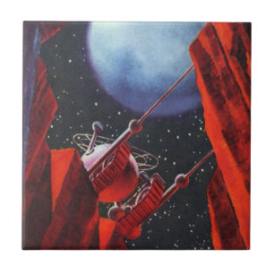 Carreau Science-fiction vintage, rover lunaire de l'espace