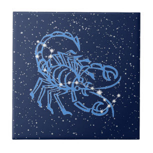 Carreau Scorpio Constellation et signe solaire avec étoil