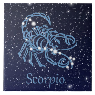 Carreau Scorpio Constellation et signe Zodiaque avec étoi