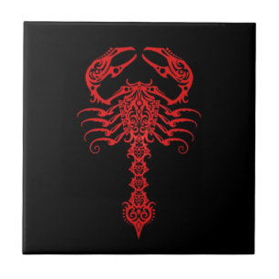 Carreau Scorpion tribal rouge