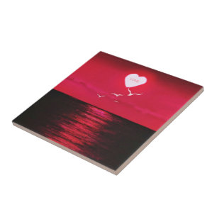 Carreau Sea Sunset Love Coeur Carrelage en céramique - Rou