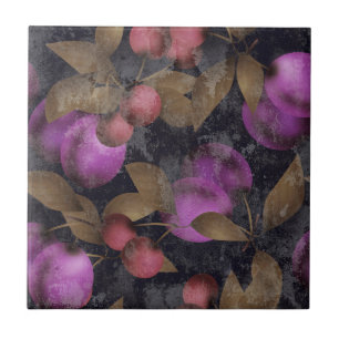 Carreau Seamless dark plum fruits purple berries cherry