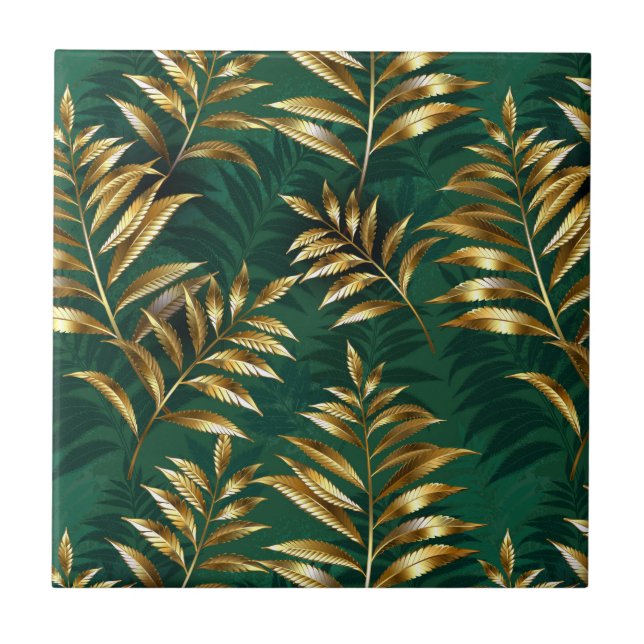 Carreau Seamless pattern with golden ferns (Devant)