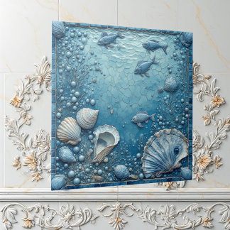 Carreau Seashell Aquatic Fish Underwater Bubble Backsplash