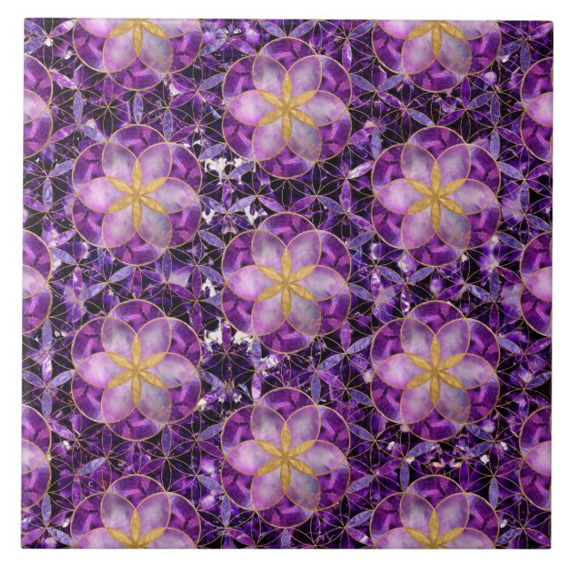 Carreau Semences de vie en Fleur de vie Motif - Anethyste (Devant)