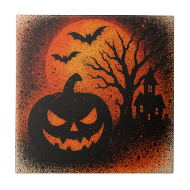Carreau Sensational Spray Art Pumpkin Halloween (Devant)