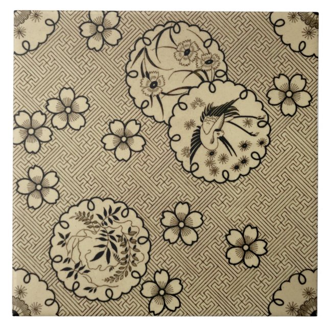 Carreau Sepia Aesthetic Japanese Style Antique c1880 repro (Devant)