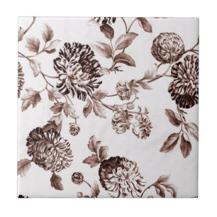 Carreau Sépia Toile floral vintage Brown No.2