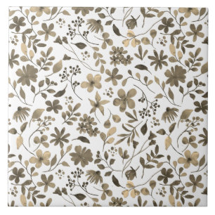 Carreau Sépia tonique Vintage Floral Print