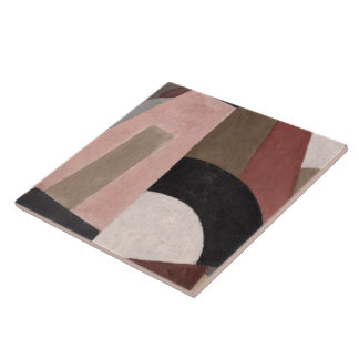 Carreau Serge Charchoune Composition Cubiste Tons Terreux