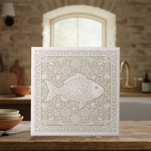 Carreau Série de vie côtière Poisson Sable D1208