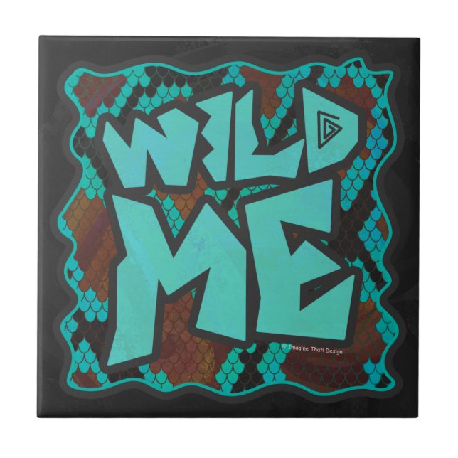 Carreau Serpent Wild Me Impression Brown et Turquoise (Devant)