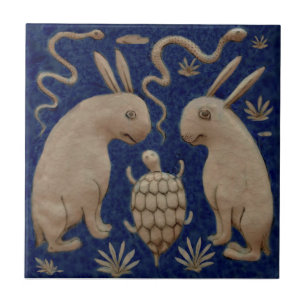 Carreau Serpents de tortue des lapins Repro persan antique