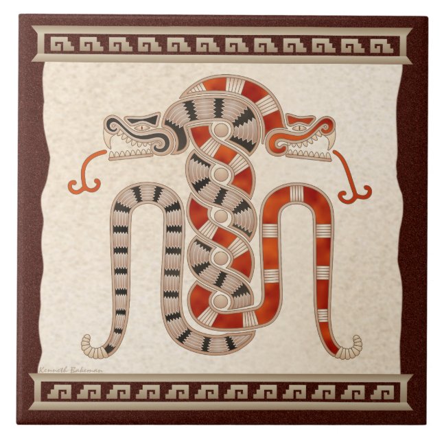 Carreau Serpents enlacés maya (Devant)