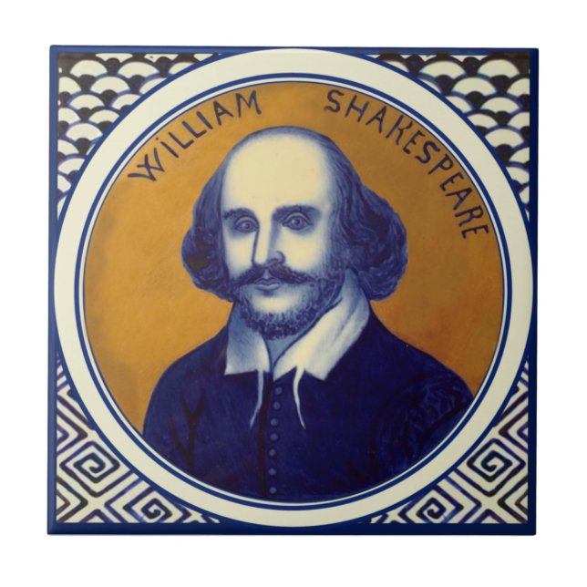 Carreau Shakespeare Portrait Antique Cobalt Copeland Repro (Devant)