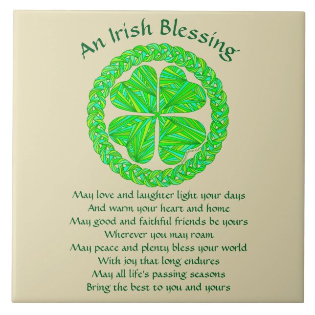 Carreau Shamrock irlandais de Celtic de bénédiction (Devant)