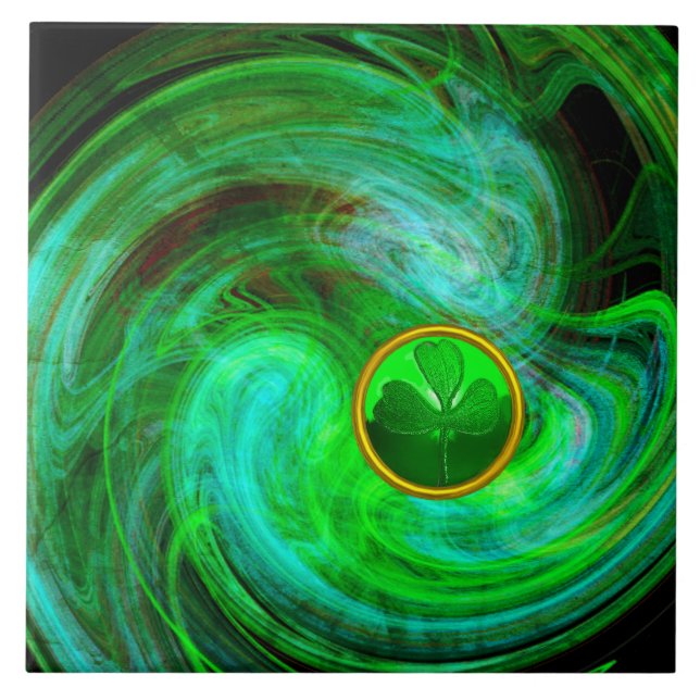 Carreau SHAMROCK Jour de la Saint Patrick EN FRACTAUX VERT (Devant)