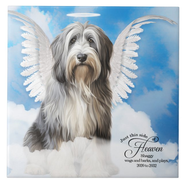 Carreau Sheepdog Angel Dog Personnalisé Pet Memorial (Devant)
