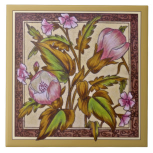 Carreau Sherwin Floral Transware Repro Tile