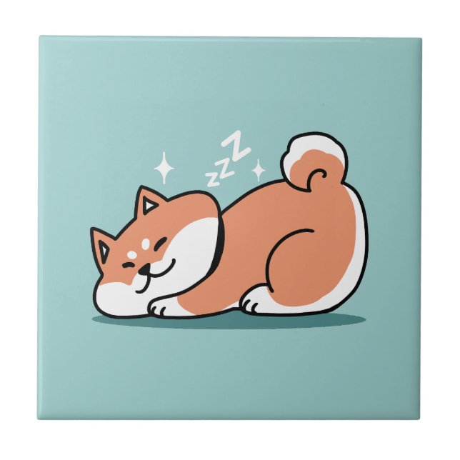 Carreau Shiba Inu Art : Juste un Shiba Lying Low (Devant)