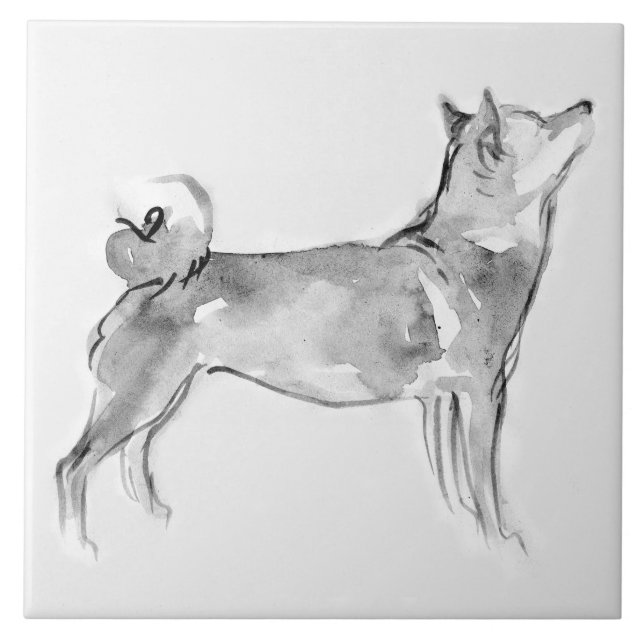 Carreau Shiba Inu Peinture originale Chien Année Anniversa (Devant)