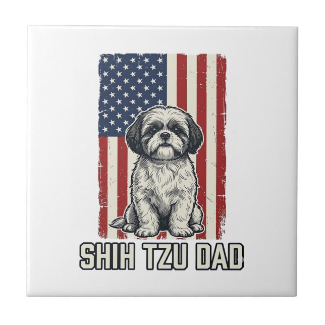 Carreau Shih Tzu Dad Patriotic Flag Vintage Dog Shirt_1 (Devant)