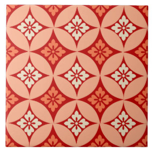 Carreau Shippo avec le motif de fleur, mandarine
