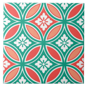 Carreau Shippo avec le motif, la turquoise et le corail de