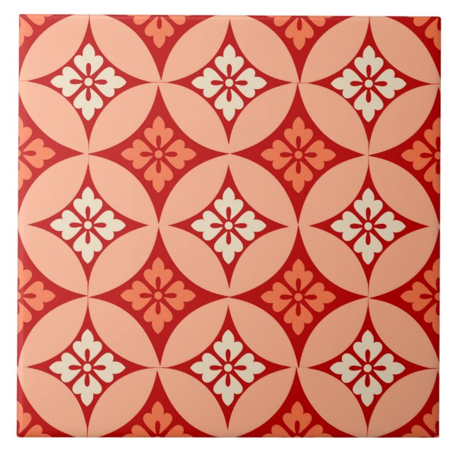Carreau Shippo avec Motif Fleur, Mandarin Orange (Devant)