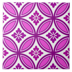Carreau Shippo avec Motif Fleur, Orchidée et violet profon