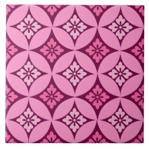 Carreau Shippo avec Motif Fleur, Rose et Bourgogne