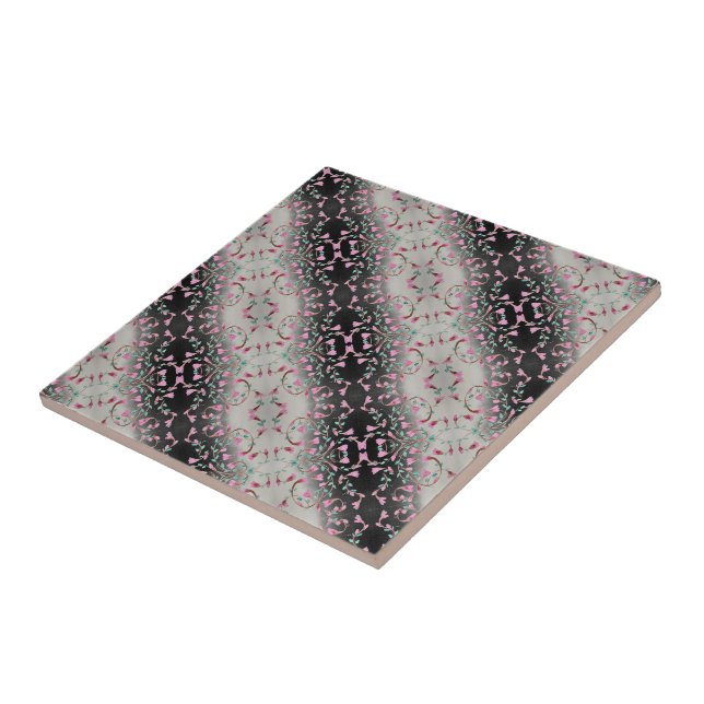 Carreau Si Joli Rose Et Noir Décoré (Côté)