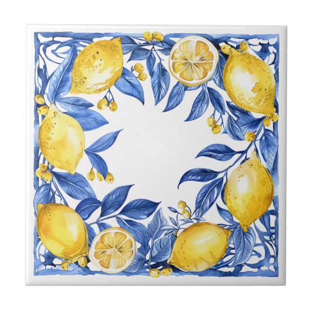 Carreau Sicilian Lemon Tiles Pattern Mediterranean Dolce  (Devant)