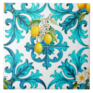 Carreau sicilien, été, citron, mosaïque, vert,