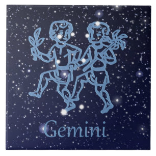 Carreau Signe Gemini Constellation et Zodiaque avec étoil